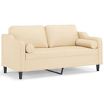 2-Seater Sofa with Pillows&Cushions Cream 140 cm Fabric