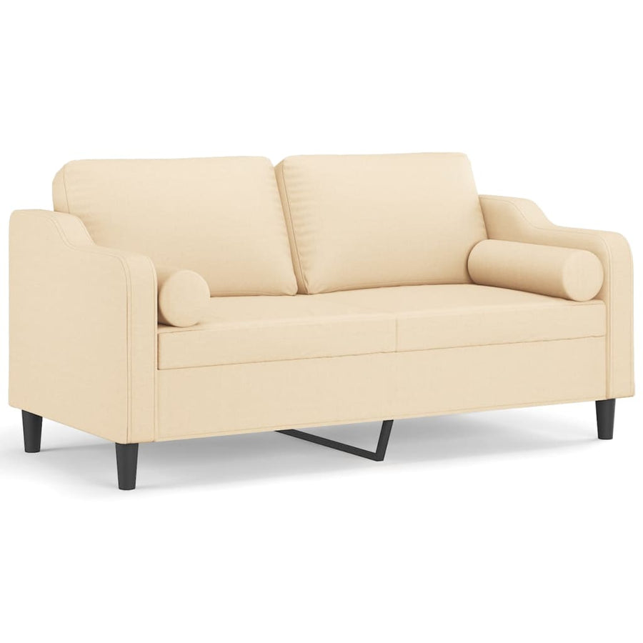2-Seater Sofa with Pillows&Cushions Cream 140 cm Fabric