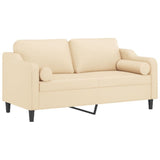 2-Seater Sofa with Pillows&Cushions Cream 140 cm Fabric