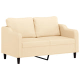 2-Seater Sofa with Pillows&Cushions Cream 140 cm Fabric