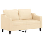 2-Seater Sofa with Pillows&Cushions Cream 140 cm Fabric