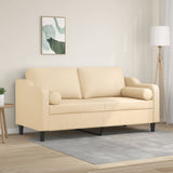2-Seater Sofa with Pillows&Cushions Cream 140 cm Fabric