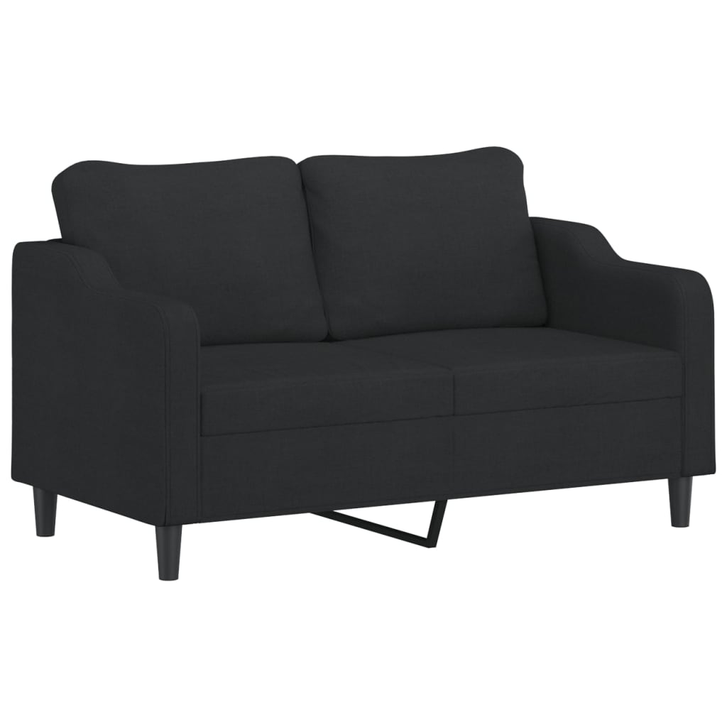 2-Seater Sofa with Pillows&Cushions Black 140 cm Fabric