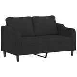 2-Seater Sofa with Pillows&Cushions Black 140 cm Fabric