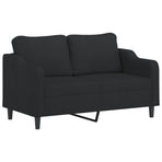 2-Seater Sofa with Pillows&Cushions Black 140 cm Fabric