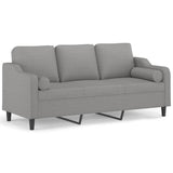 3-Seater Sofa with Pillows&Cushions Light Grey 180 cm Fabric