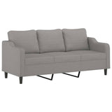 3-Seater Sofa with Pillows&Cushions Light Grey 180 cm Fabric