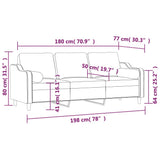 3-Seater Sofa with Pillows&Cushions Light Grey 180 cm Fabric