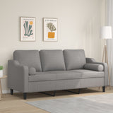 3-Seater Sofa with Pillows&Cushions Light Grey 180 cm Fabric