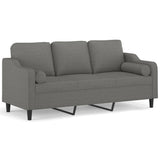 3-Seater Sofa with Pillows&Cushions Dark Grey 180 cm Fabric