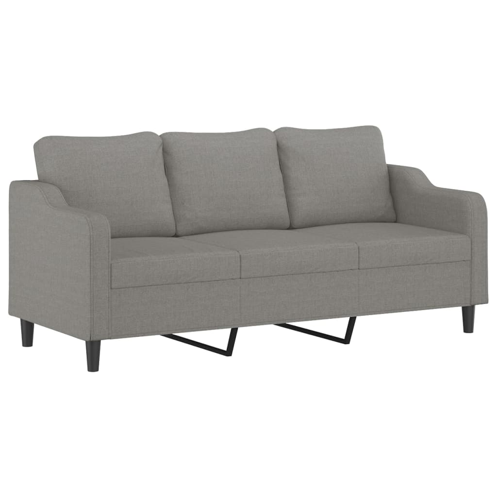 3-Seater Sofa with Pillows&Cushions Dark Grey 180 cm Fabric