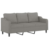 3-Seater Sofa with Pillows&Cushions Dark Grey 180 cm Fabric