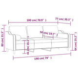 3-Seater Sofa with Pillows&Cushions Dark Grey 180 cm Fabric - Close-Up Angle