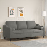 3-Seater Sofa with Pillows&Cushions Dark Grey 180 cm Fabric