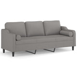 3-Seater Sofa with Pillows&Cushions Light Grey 210 cm Fabric - Front View