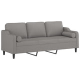 3-Seater Sofa with Pillows&Cushions Light Grey 210 cm Fabric - Side View