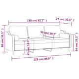 3-Seater Sofa with Pillows&Cushions Light Grey 210 cm Fabric - Close-Up Angle