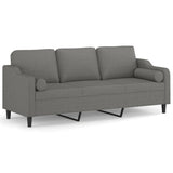 3-Seater Sofa with Pillows&Cushions Dark Grey 210 cm Fabric