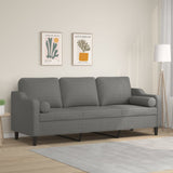 3-Seater Sofa with Pillows&Cushions Dark Grey 210 cm Fabric