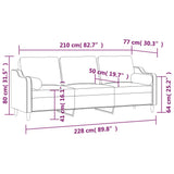 3-Seater Sofa with Pillows&Cushions Cream 210 cm Fabric