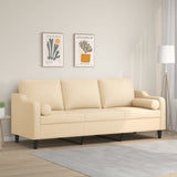 3-Seater Sofa with Pillows&Cushions Cream 210 cm Fabric