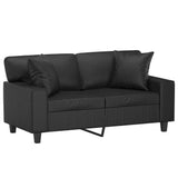 2-Seater Sofa with Pillows&Cushions Black 120 cm Faux Leather