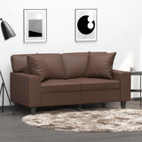 2-Seater Sofa with Pillows&Cushions Brown 120 cm Faux Leather