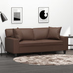 2-Seater Sofa with Pillows&Cushions Brown 140 cm Faux Leather