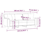 3-Seater Sofa with Pillows&Cushions Black 180 cm Faux Leather