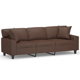 3-Seater Sofa with Pillows&Cushions Brown 180 cm Faux Leather