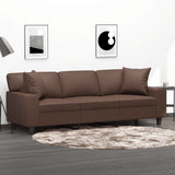 3-Seater Sofa with Pillows&Cushions Brown 180 cm Faux Leather