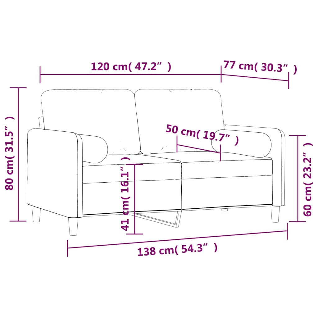 2-Seater Sofa with Pillows&Cushions Dark Grey 120 cm Velvet