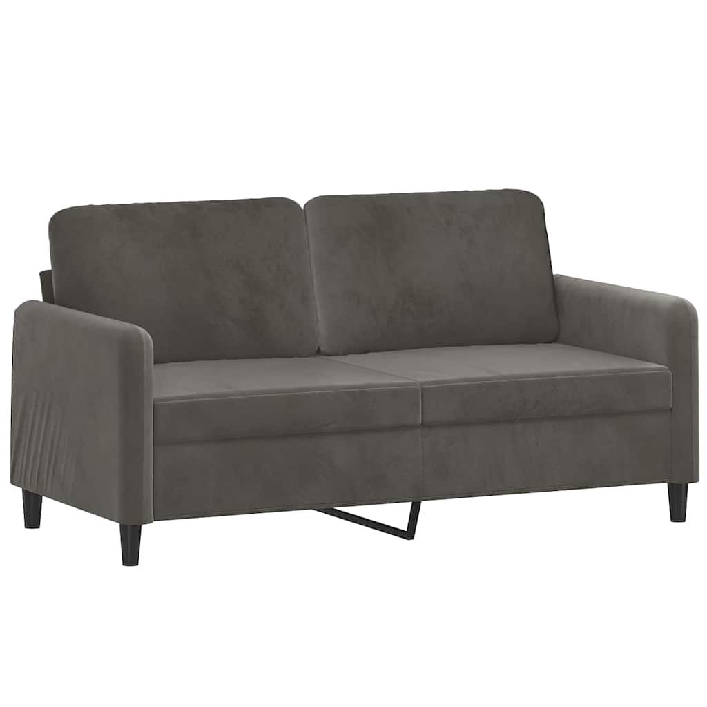 2-Seater Sofa with Pillows&Cushions Dark Grey 140 cm Velvet