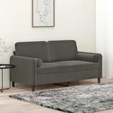 2-Seater Sofa with Pillows&Cushions Dark Grey 140 cm Velvet