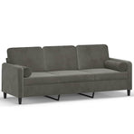 3-Seater Sofa with Pillows&Cushions Dark Grey 180 cm Velvet