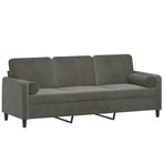 3-Seater Sofa with Pillows&Cushions Dark Grey 180 cm Velvet
