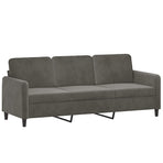 3-Seater Sofa with Pillows&Cushions Dark Grey 180 cm Velvet