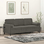 3-Seater Sofa with Pillows&Cushions Dark Grey 180 cm Velvet