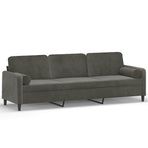 3-Seater Sofa with Pillows&Cushions Dark Grey 210 cm Velvet