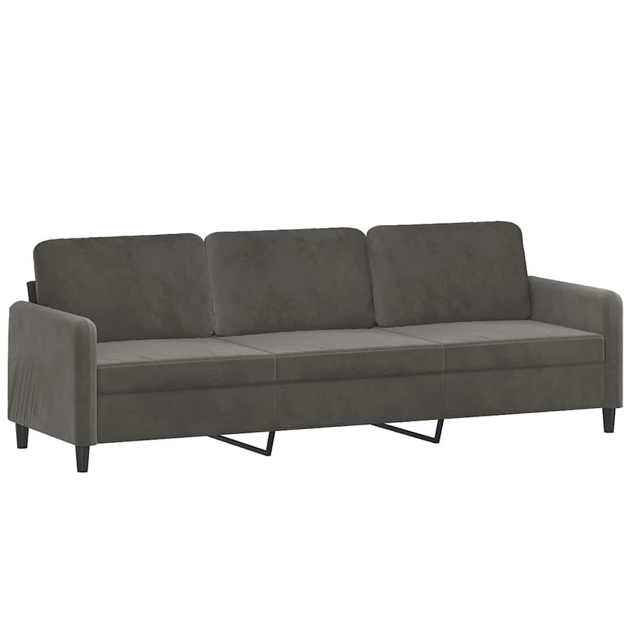 3-Seater Sofa with Pillows&Cushions Dark Grey 210 cm Velvet