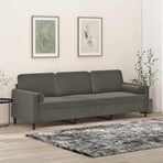 3-Seater Sofa with Pillows&Cushions Dark Grey 210 cm Velvet
