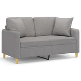 2-Seater Sofa with Pillows&Cushions Light Grey 120 cm Fabric
