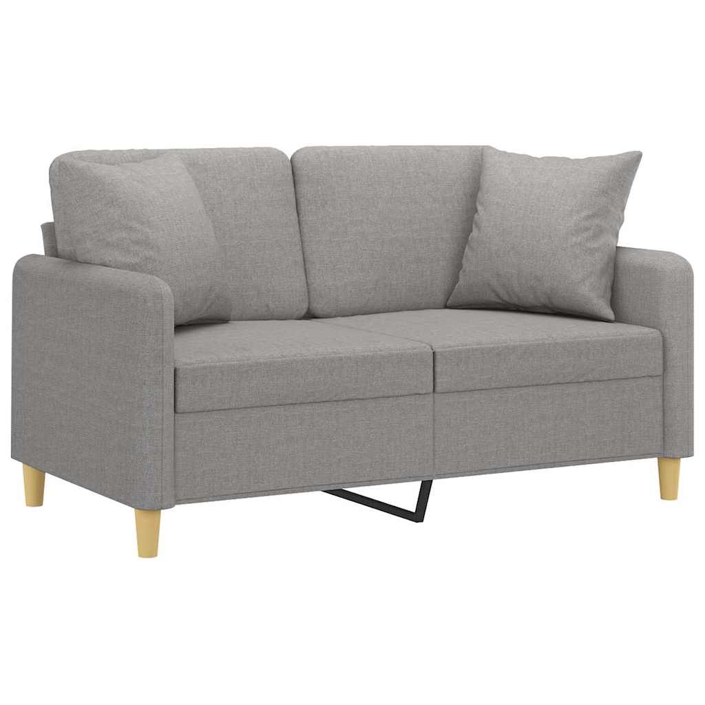 2-Seater Sofa with Pillows&Cushions Light Grey 120 cm Fabric