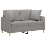 2-Seater Sofa with Pillows&Cushions Light Grey 120 cm Fabric - Side View