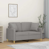 2-Seater Sofa with Pillows&Cushions Light Grey 120 cm Fabric
