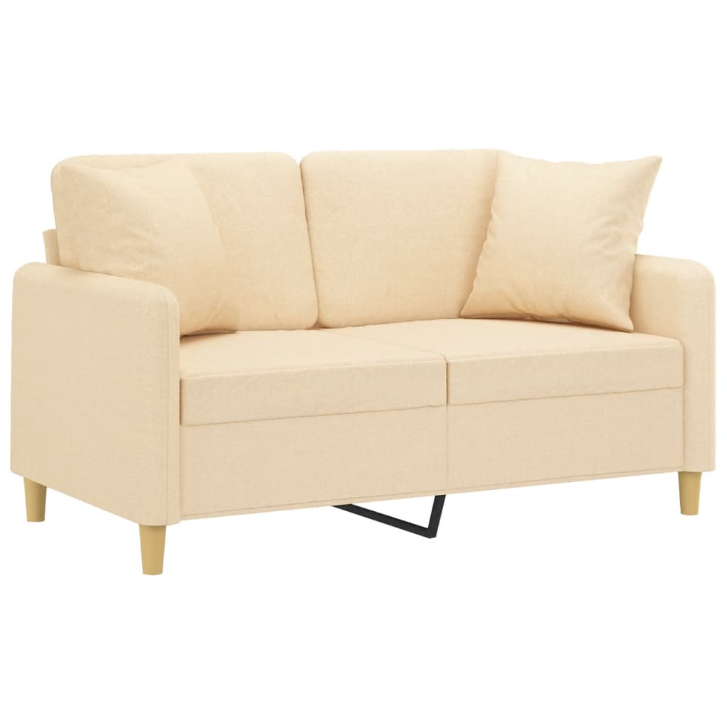 2-Seater Sofa with Pillows&Cushions Cream 120 cm Fabric