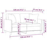 2-Seater Sofa with Pillows&Cushions Cream 120 cm Fabric - Close-Up Angle