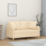 2-Seater Sofa with Pillows&Cushions Cream 120 cm Fabric