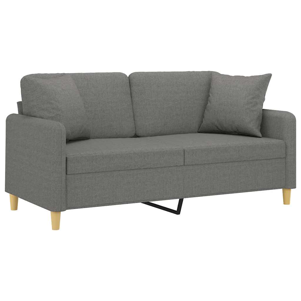 2-Seater Sofa with Pillows&Cushions Dark Grey 140 cm Fabric