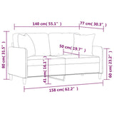 2-Seater Sofa with Pillows&Cushions Dark Grey 140 cm Fabric - Close-Up Angle